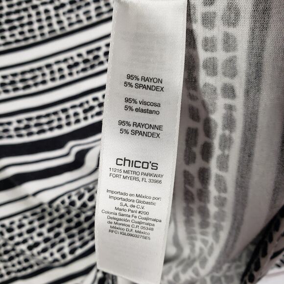 Chico's Women's Black White Knit Striped Batwing Sleeve Pullover Top Size 0 - Picture 7 of 13